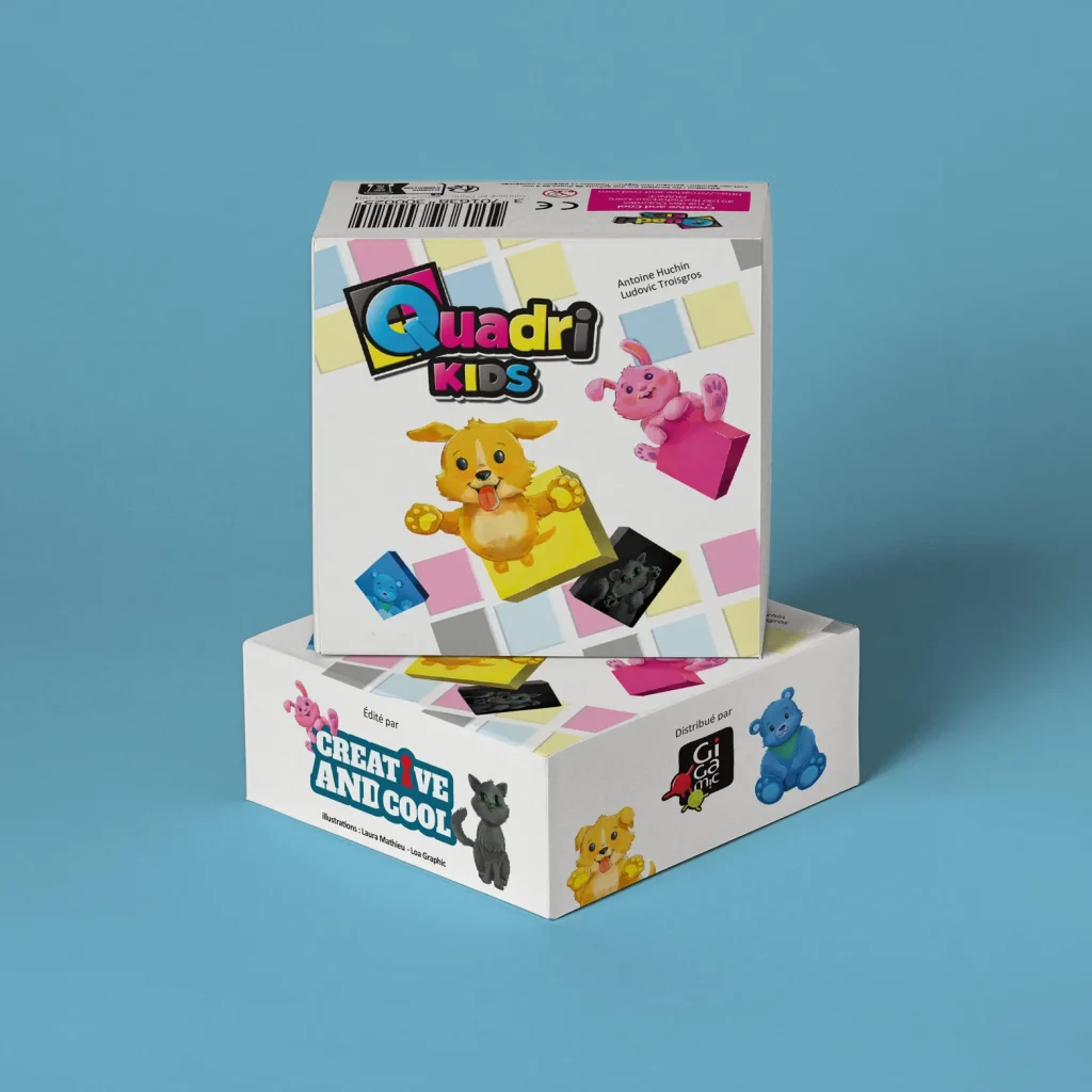 Mockup illustration jeu de societe Quadri Kids Loa Graphic